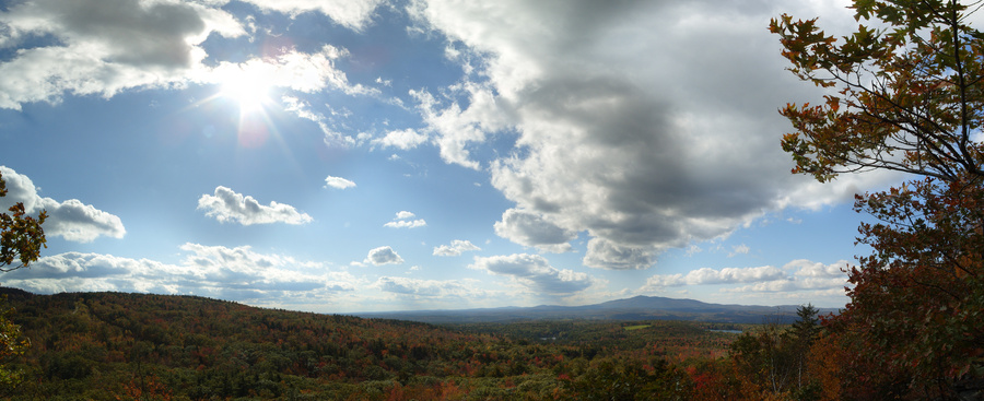 The view from low on the side of Pack Monadnock South, looking towards Monadnock.