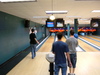 Matt, Mike, and Nick bowling at Gompei's Gutters