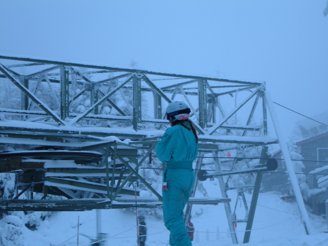 Mel being cold at the peak of General Stark Mt.